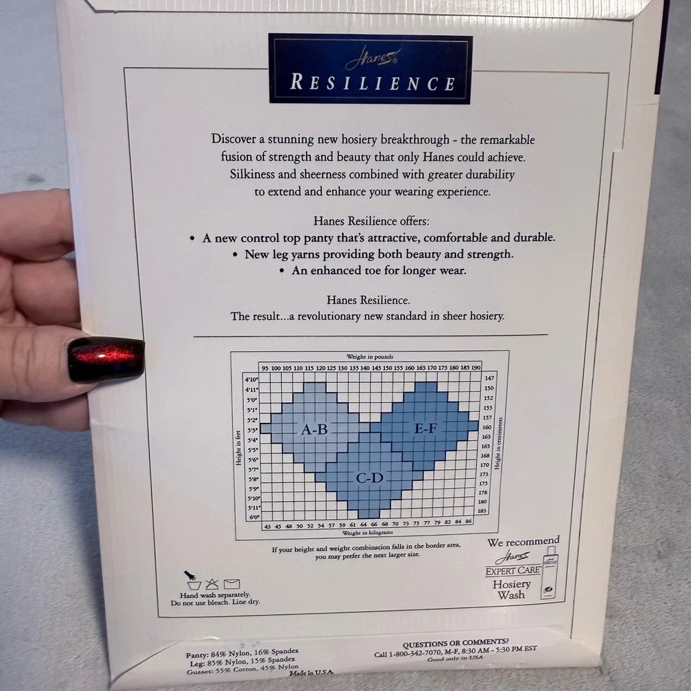 Vintage 1995 Hanes Resilience‎ Pantyhose Barely Black Size CD Control Top USA
